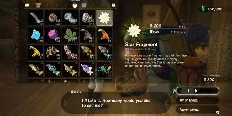 Star Fragments em Zelda Tears of the Kingdom