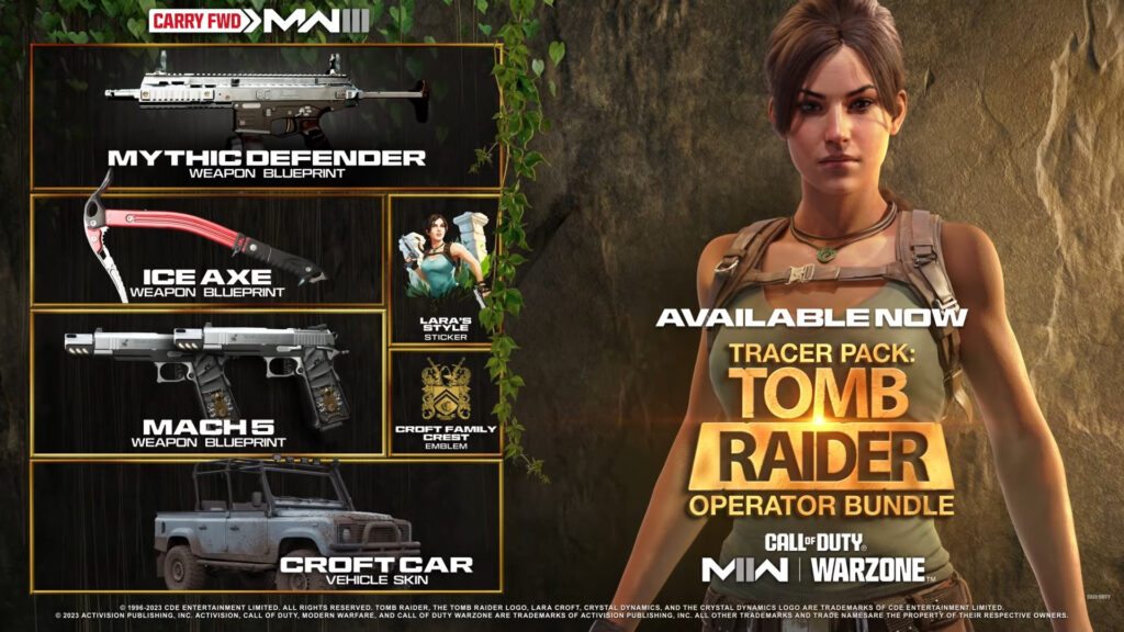 Lara Croft em COD - itens