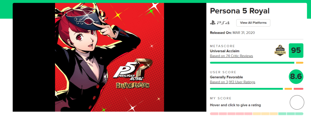 Metacritic - PlayStation Plus games for January: Persona 5