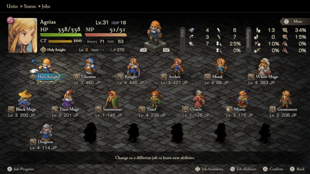 Final Fantasy Tactics - The Ivalice Chronicles Classes